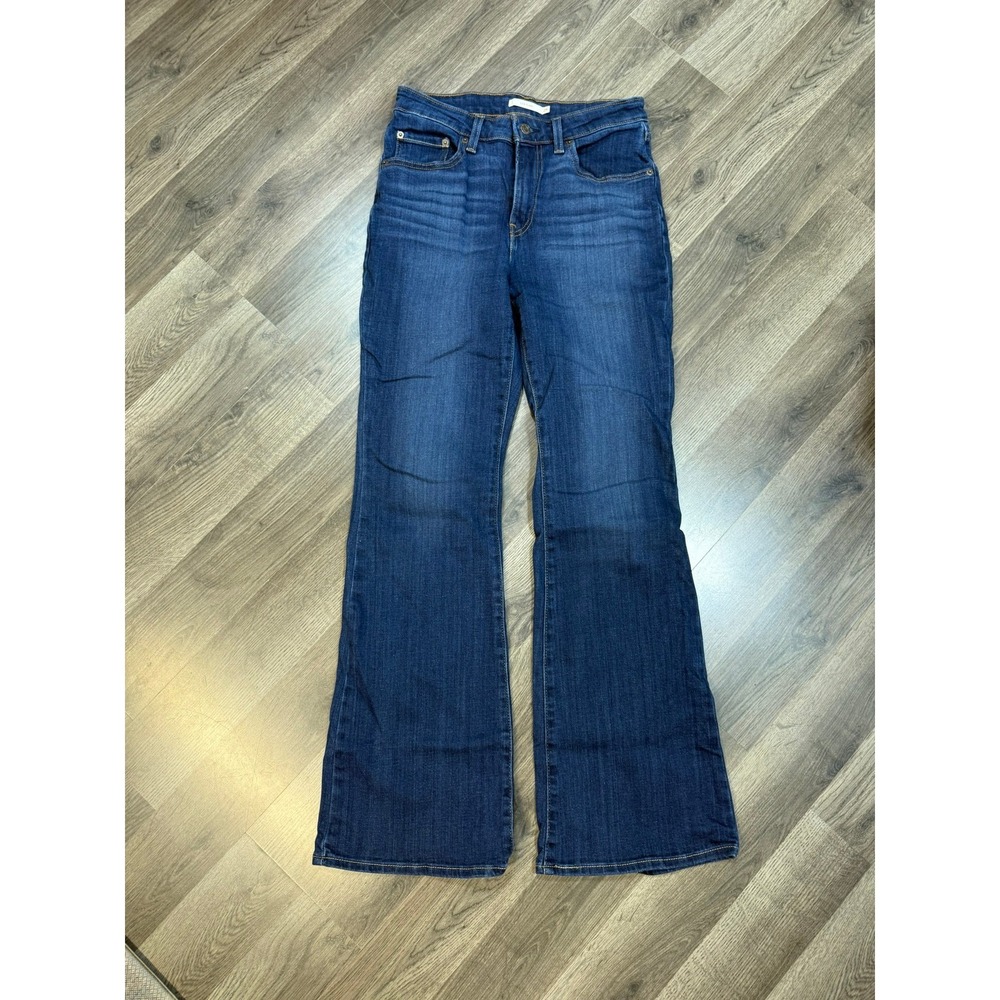 Levis 726 High Rise Flare Jeans Dark Wash Denim W29 L32 Blue Slim Fit Flare Leg